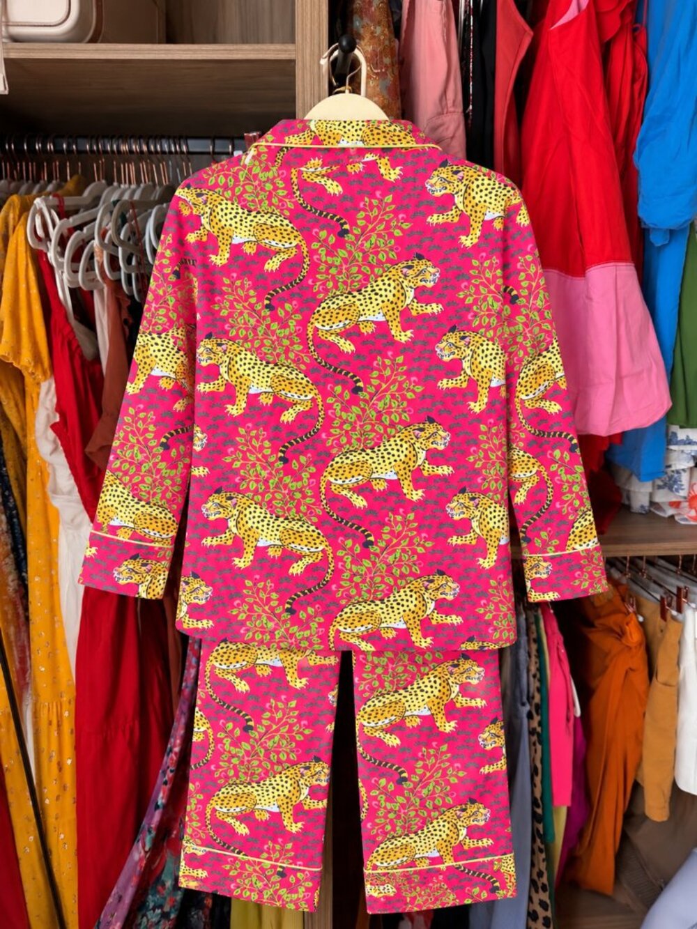 NWT Printfresh Bagheera Hot Pink Leopard Long Pajama Set - size XS - Picture 4 of 5